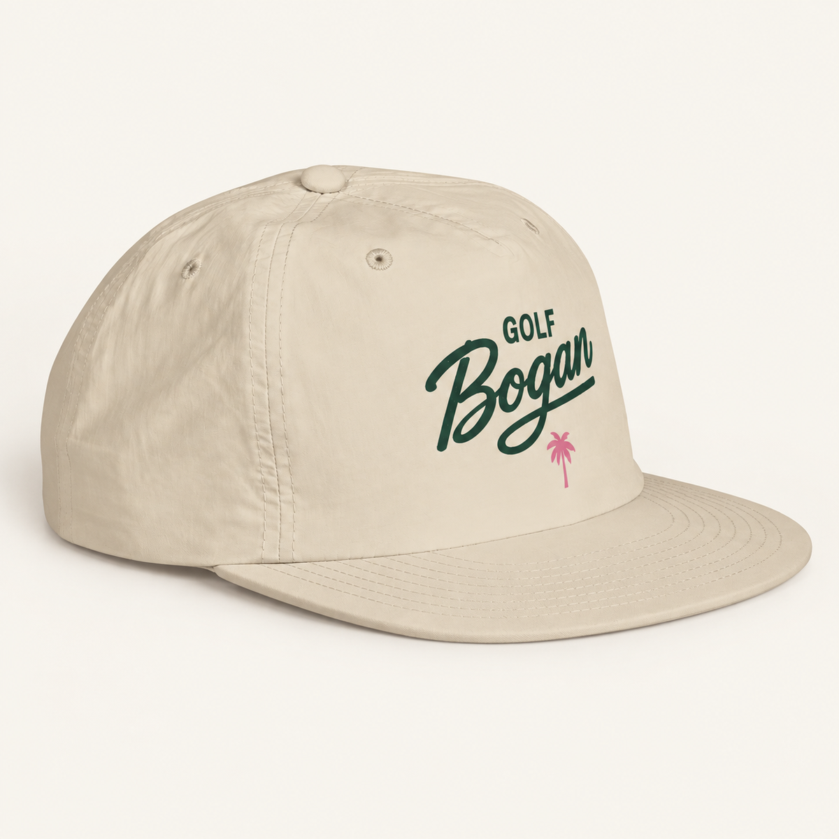 Golf Bogan Surf Cap — Retro Palm Beach Snapback Hat (Ecru) — product image 2