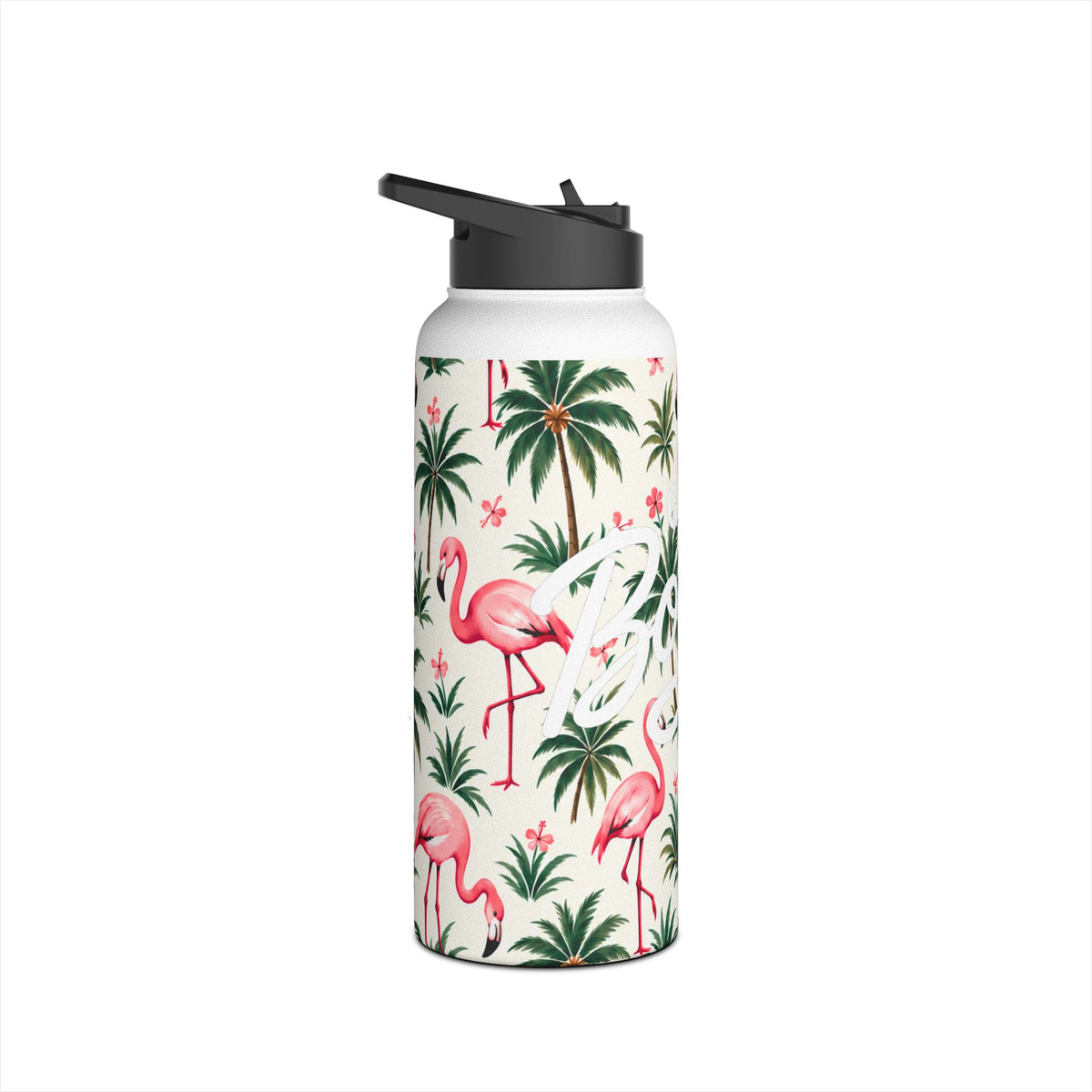 Flamingo Palm Stainless Steel Water Bottle – Tropical Print Travel Bottle — product image 11