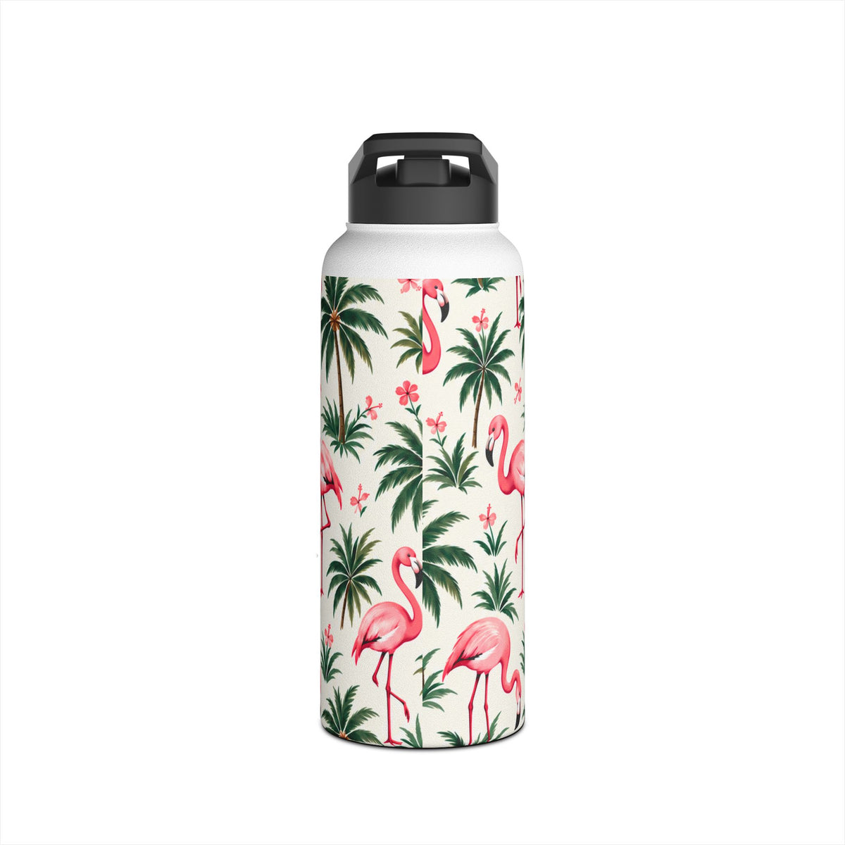 Flamingo Palm Stainless Steel Water Bottle – Tropical Print Travel Bottle — product image 10
