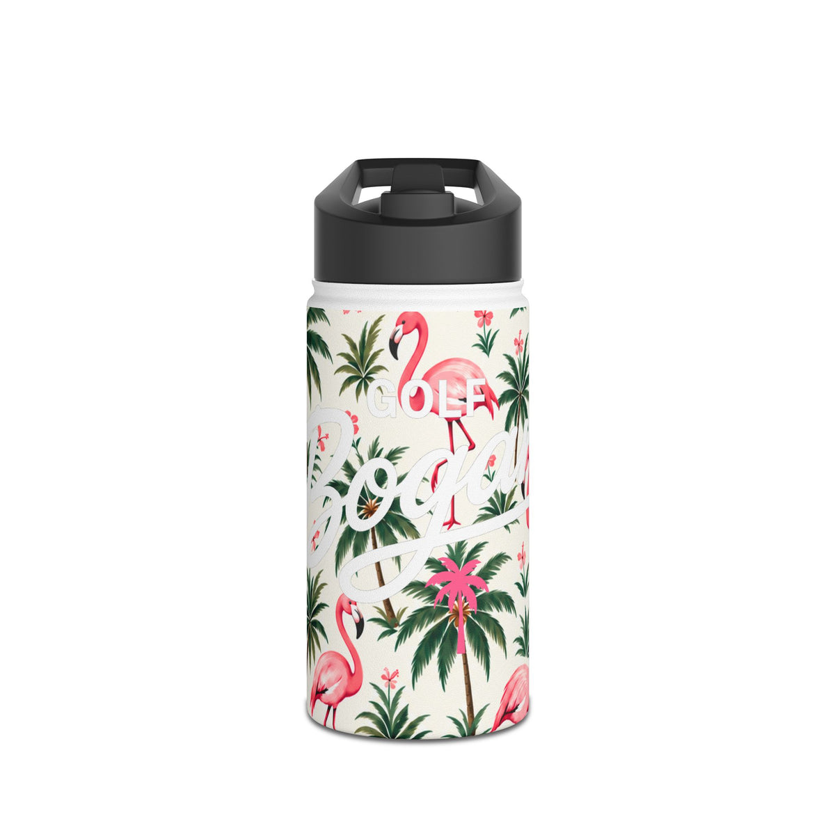 Flamingo Palm Stainless Steel Water Bottle – Tropical Print Travel Bottle — product image 1