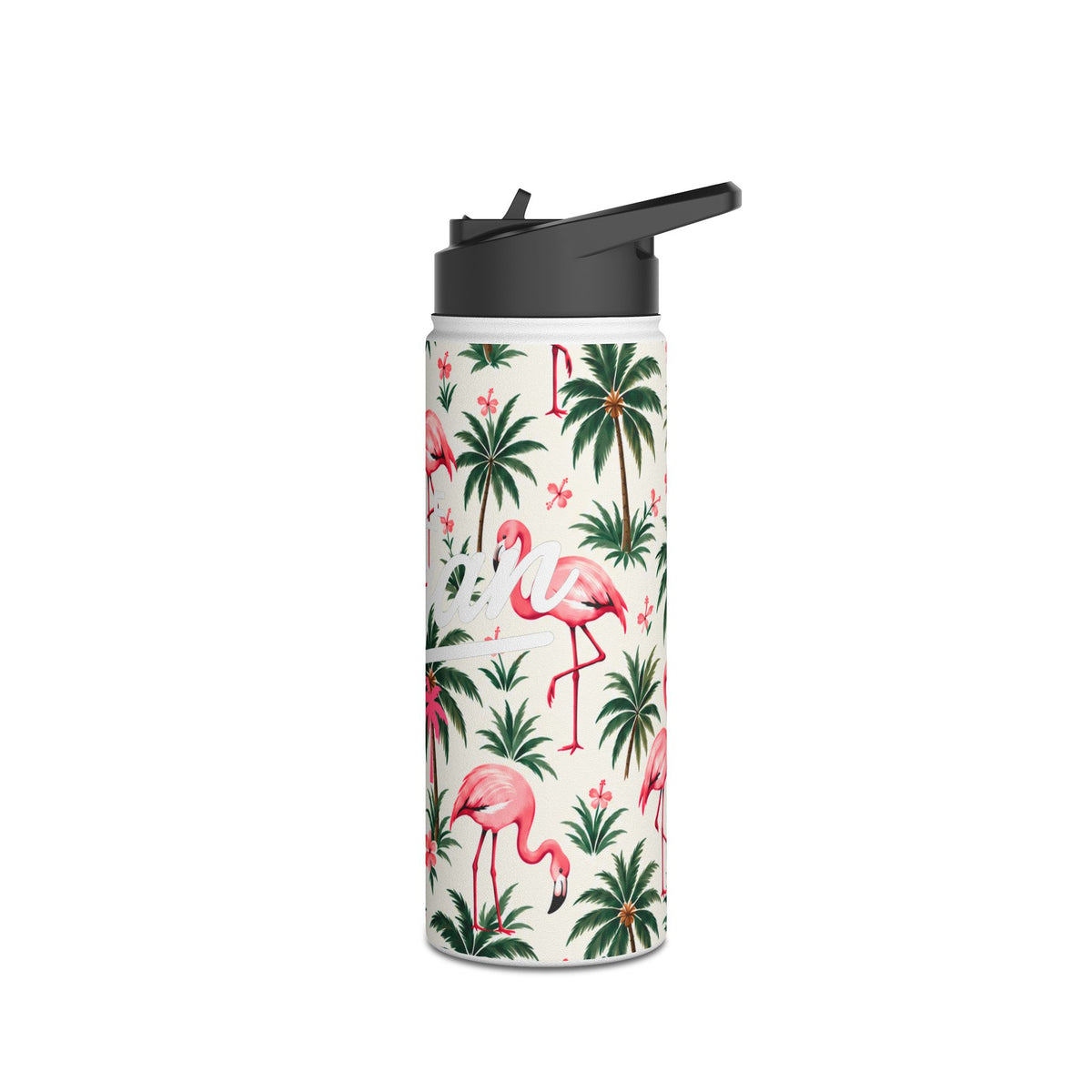 Flamingo Palm Stainless Steel Water Bottle – Tropical Print Travel Bottle — product image 9
