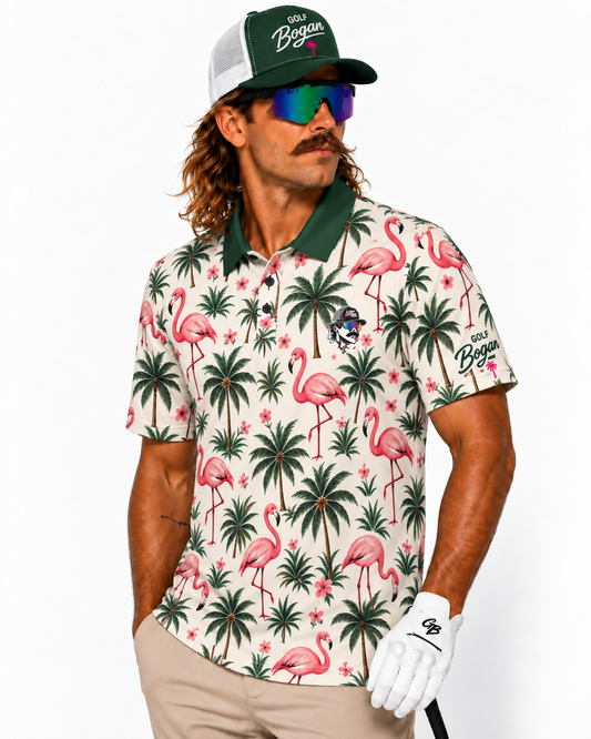 Flamingo Palm Polo Shirt — product image 1